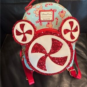 Disney Parks Loungfly Mickey Peppermint mini Backpack